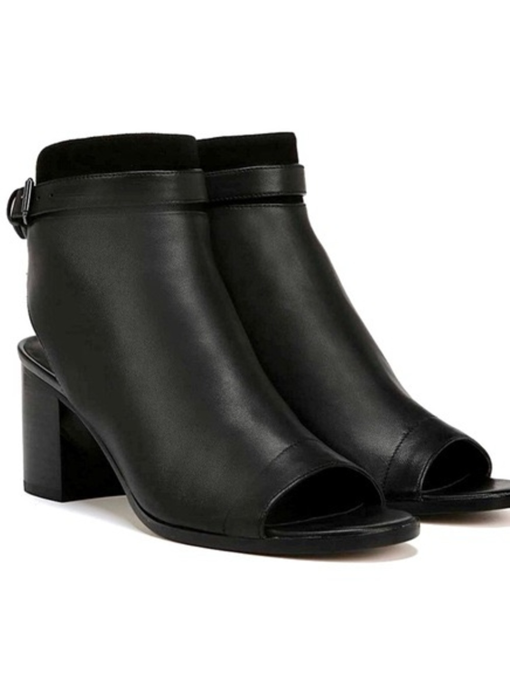 Women’s Black Open-Toe Block Heel Ankle Booties Jane 6.5